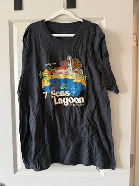 Lost Bros Greetings from 7 Seas Lagoon Graphic Black T‑Shirt